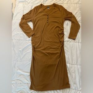 Old navy camel button down long sleeve maxi maternity dress XL